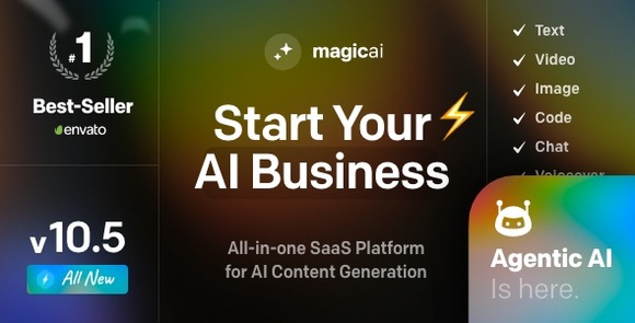 MagicAI v10.6 Nulled - OpenAI Content, Text, Image, Video, Chat, Voice, and Code Generator as SaaS Script