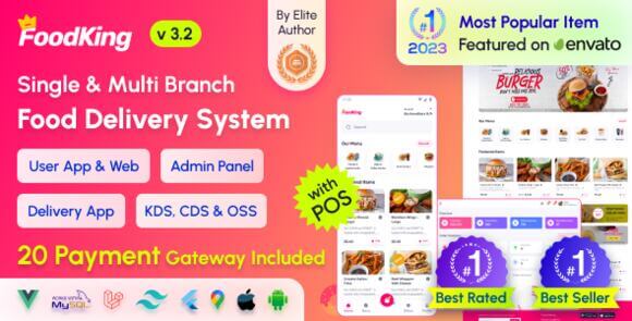 FoodKing v4.0 Nulled - Restaurant Food Delivery System with Admin Panel & Delivery Man App | Restaurant POS Source