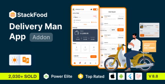 StackFood Multi Restaurant v9.0 - Food Ordering Delivery Man App Source