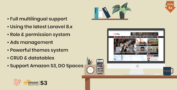 LaraMag v7.6.6 Nulled - Laravel News & Magazine Multilingual System Script