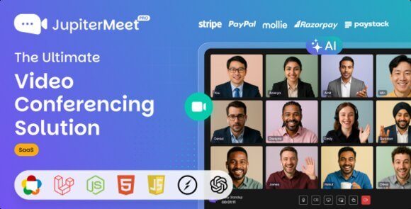 JupiterMeet Pro v2.1.7 Nulled - White Label Video Conference with AI & SaaS Script