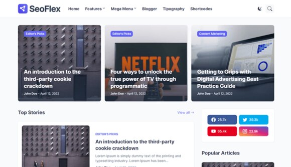 SeoFlex - SEO Friendly Blog and Magazine Blogger Template