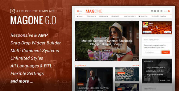 MagOne v6.9.971 - Responsive News & Magazine Blogger Template
